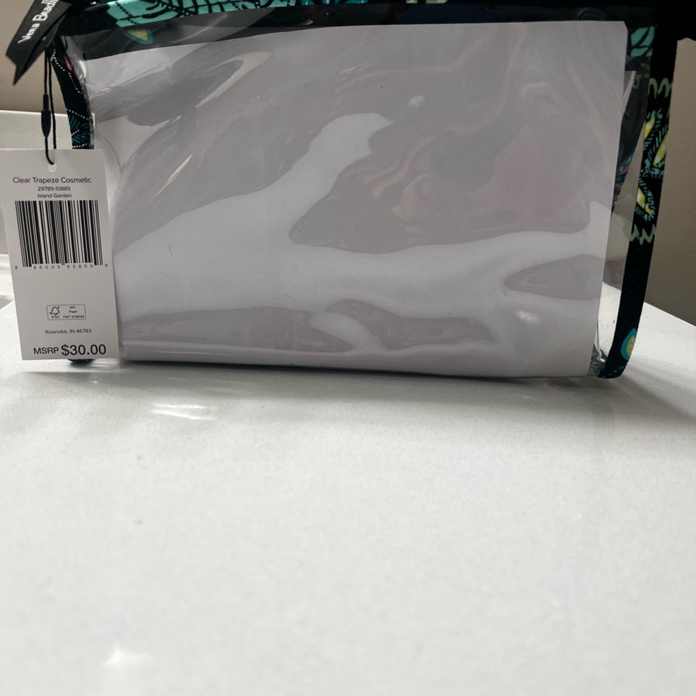 Vera Bradley Clear Cosmetic Bag with Black and Green Accents